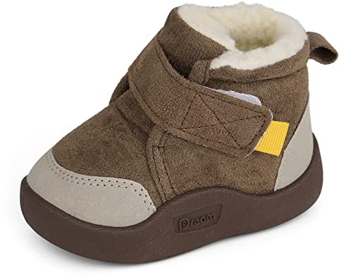 MASOCIO Stivaletti Neonato Neonata Invernali Stivali Pantofole Babucce Bambino Babbucce Scarpine Scarpe Bimbo Antiscivolo 6-12 Mesi Taglia 19 Marrone (Taglia Produttore: CN 16)