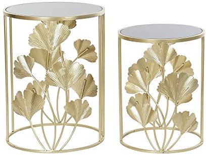 DKD Home Decor Lot de 2 Tables Basses, Verre, métal, Standard