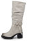 IF FASHION Stivali Arricciati Al Polpaccio da Donna In Pelle Sintetica Con Tacco Grosso Plateau Frange 6641 bianco sporco N.37