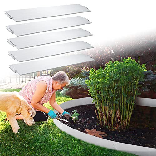 Randaco Rasenkante Metall Beetumrandung, Flexibel Verzinkter Stahl Beeteinfassung 5m 10m 15m 20m 30m 40m 50m 100x15cm Gartenzaun Rasenzaun Rasenbegrenzung, Silber (Länge 30m - Höhe 15cm)