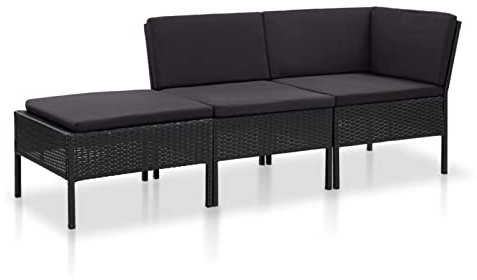 Yolola Gartensofa 3-Sitzer Rattan Sofa Balkonmöbel Lounge Sofa Outdoor Balkonsofa Balkon Couch Garten Gartenbank Sitzbank Gartenmöbel Set Loungemöbel Terrasse
