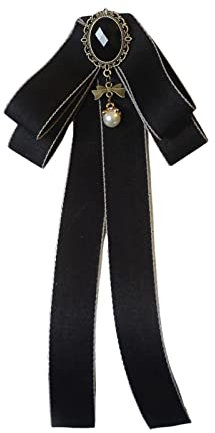 chiwanji Ruban Broche Bowknot Broche Broche Élégant Jabot Strass Noeud Broches Cravate Pré Attaché Cravates pour Femmes Fête Uniforme Cocktails, Noir
