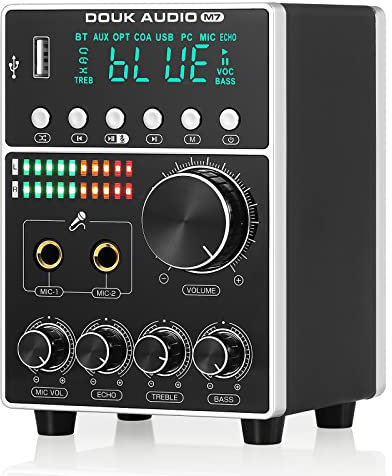 HiFi Dual MIC Digital Verstärker Bluetooth Empfänger USB Player S/PDIF Audio Power Amplifier Karaoke-Verstärker mit Mikrofon (DC-Eingang)