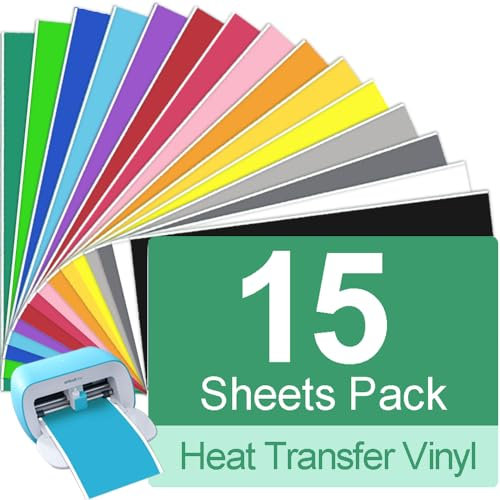 TAOYIO Smart Iron On for Cricut Joy, 14cm x 30.5cm Plotterfolie Textil, Flexfolie Plotter Textil, Leicht zu Schneiden & Jäten, für DIY T-Shirt, Stoffe, Kleidung Bügelfolie, 15 Stück