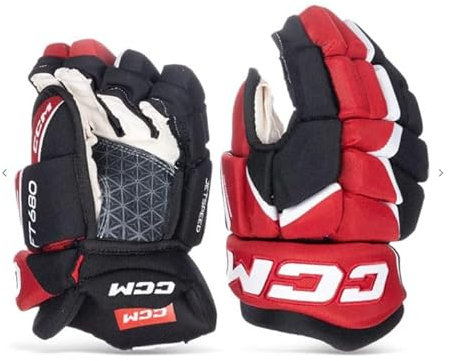 CCM Jetspeed FT680 Eishockey Handschuhe Senior (Schwarz/Rot/Weiß, Größe: 14)