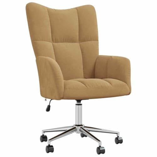vidaXL Relaxsessel mit Rollen Drehbar Höhenverstellbar Fernsehsessel Polstersessel Polsterstuhl Relaxstuhl Sessel Ohrensessel Wohnzimmer Braun Samt