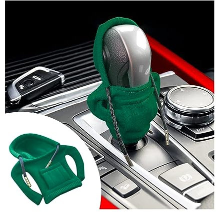 Adunsiaoto 2 Stück Universal Schalthebel Abdeckung, Auto Schaltknauf Abdeckung Hoodie, Lustige Hoodies Schaltknaufschutz für Manueller Automatik Auto Schaltknauf, Auto Dekoratives (Grün)