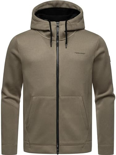 Ragwear Herren Übergangsjacke Strickjacke leichte Jacke aus Feinstrick kurz mit Kapuze Fabian Mocca Gr. M