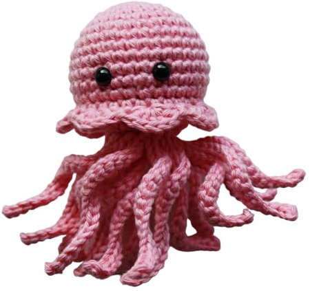 Kleine gehäkelte Meduse Qualle aus Baumwolle Farbe nach Wahl Kuscheltier Handarbeit (rosa)