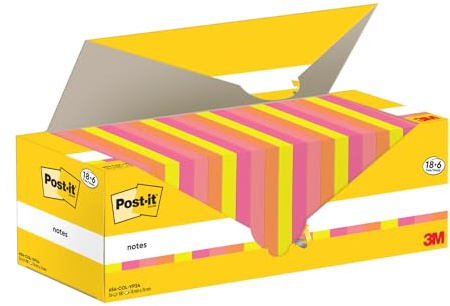 Post-it Notes, 18 + 6 Gratis-Blöcke (2400 Blatt), 76 mm x 76 mm | Selbstklebende Haftnotizen, Praktische Klebezettel für Bürobedarf, Meetings, Erinnerungen, To-Do-Listen und zum Organisieren