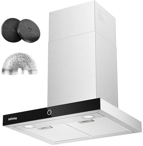 Classe A++ Cappa Aspirante inclinata, 590m3/h, 4 livelli di regolazione, Controllo Touch LED, con filtro a carbone