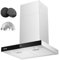 Classe A++ Cappa Aspirante inclinata, 590m3/h, 4 livelli di regolazione, Controllo Touch LED, con filtro a carbone