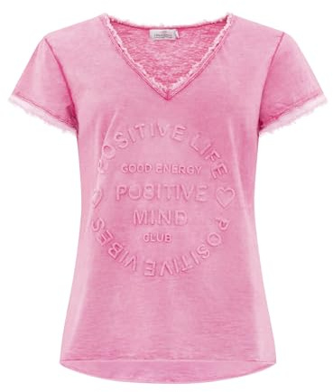 Zwillingsherz Shirt Positiv für Damen Frauen Mädchen - Hochwertiges 100% Baumwolle Oberteil kuschelig weich Sommer Kurzarm Hemd Tail Top V Ausschnitt Fransen Ärmel