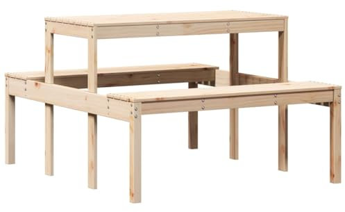 vidaXL Picknicktisch, Sitzgarnitur mit Latten-Design, Picknickgarnitur für Garten Terrasse, Campingtisch Bierzeltgarnitur, Massivholz Kiefer