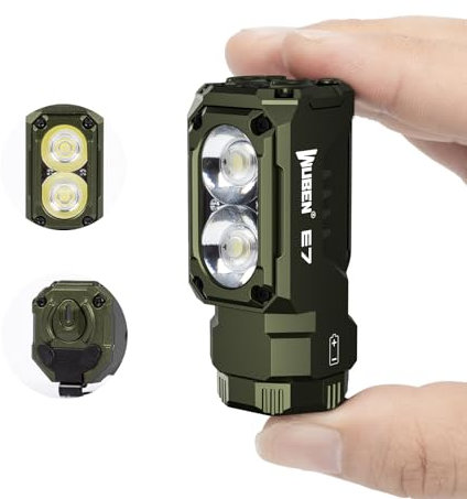 WUBEN E7 1800 Lumen Rechargeable Mini Flashlight with Magnet - Super Bright 6 Modes EDC Flashlight, Typ-C Rechargeable LED; IPX8 Pocket Flashlight for Headlamp Use, Rescue, Camping