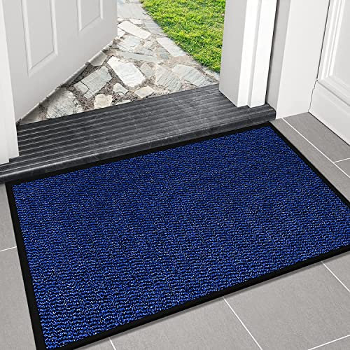 Heavy Duty Anti Slip Rubber Backing Water Absorbent Floor Mat - Durable Pets Muddy Paws Dirt Trapper Machine Washable Kitchen Area Rug Carpet Mat - 120 x 150 cm, Blue