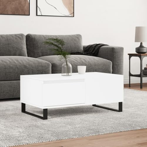 Juroupi Couchtisch Weiß 90x50x36,5 cm Holzwerkstoff Wohnzimmertisch Coutstische Wohnzimmer Tisch FüR Couch MöBel Tische - 830812
