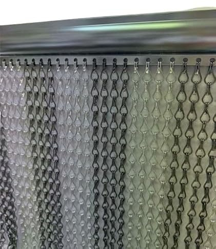 Higoshi Extra Wide Grey & Silver Double Hook Aluminium Fly Screen Chain Door Curtain 120cm x 210cm