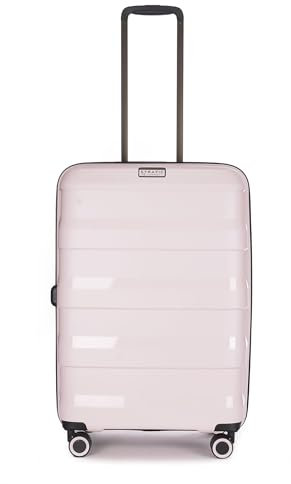 Stratic Straw + Hartschalen-Koffer Trolley Koffer groß Reisekoffer, nachhaltig, 4 Rollen, erweiterbar, TSA-Schloss (Größe M, Rose) (M, Rosa)
