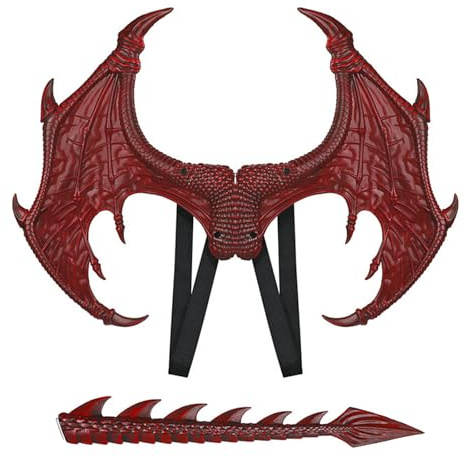Dragon Wings Tail Kids School Dress Up Dragon Wings 3D Dino Fancy Dress Props for Children 6-10 Year Lifelike Halloween Costume Accessory for Carnival, Animal Theme Party, Cosplay, Stage Performance