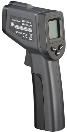 KÜCHENPROFI Infrarot-Thermometer, berührungslose Messung, -50 bis 550 °C | Laser-Pointer, beleuchtetes Display, ±2% Messgenauigkeit, einstellbarer Emissionsgrad, inklusive Batterien