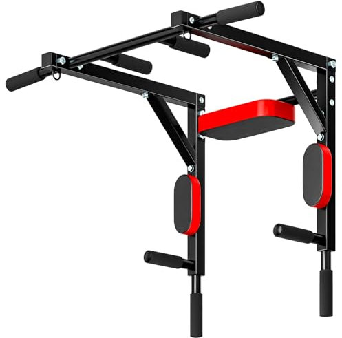 Barre de traction murale 2 en 1 - Station de dips pour entraînement d'intérieur à domicile, équipement d'entraînement robuste pour tractions, tractions, dips, 200 kg, pour entraînement de force