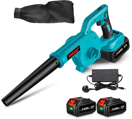 Cordless Leaf Blower Battery Home Blowers - with 6 adjustable speed levels, Effortless for Keyboard, Computer, Hosts, Car, Seats Etc Cleaning(Incl. 2 Batteries & Charger)