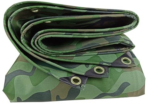 SIAMZYWV Green Camouflage Tarpaulin Waterproof Heavy Duty 450g/m² Foldable Tarp Sheet Cover with Eyelets for Garden Furniture, Pool, Car, Truck(1.2x1.8m)