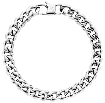 kohlenstoff 12 Cuban Bracelet Armband Silber 8mm für Damen und Herren mit hochwertiger PVD Beschichtung aus Edelstahl (17cm)