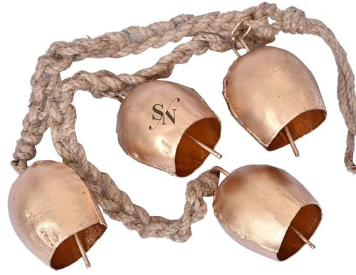 Lucky Tibetan Cow Bells Garland – Handmade Festive Hanging Bells – Soft Jingle Door & Christmas Tree Decor – Spiritual & Traditional Indian Boho Accent