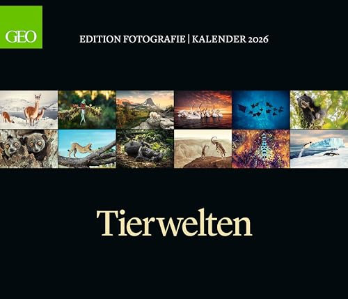 GEO - GEO Edition: Tierwelten 2026 – Wandkalender 70x60 cm, Tier-Poster-Kalender mit Wildlife-Fotografie, 12 Monatsblätter & Spiralbindung inkl. Postkarten für Tier- und Naturfreunde