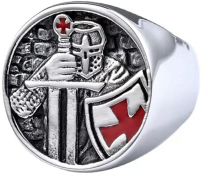 Herren Edelstahl Tempelritter Kreuz Schild Ringe Größe 7-13-12
