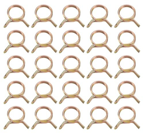QUARKZMAN Lot de 25 colliers de serrage à ressort double fil, diamètre intérieur 15 mm, pour tuyaux de carburant de 15 à 16,5 mm de diamètre extérieur, clips en silicone, couleur zinc