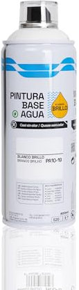BESCH Pintura en Spray Base Agua 400ml – Ecológica, Sin Olor, para Madera, Plástico, Metal y Cartón – Cobertura Uniforme y Secado Rápido - Blanco Brillo, 1 unidad