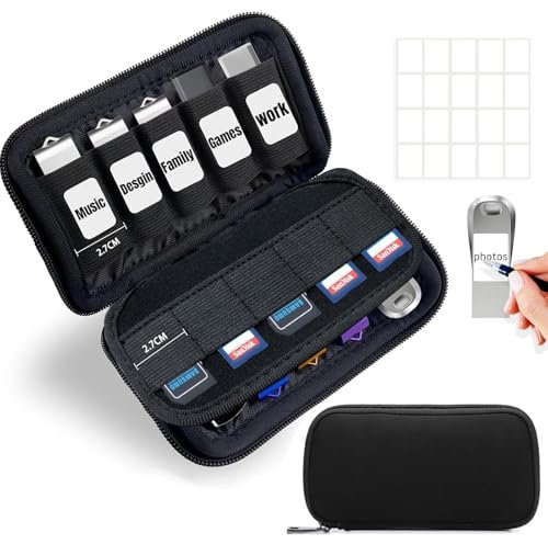 TATMOHIK Aufbewahrung Tasche für USB Sticks Tasche Schwarz Aufbewahrungbox Case für 20 Stück USB Speicher/USB-Flash-Laufwerk/Memory Stick (Schwarz/20 Steckplätze)