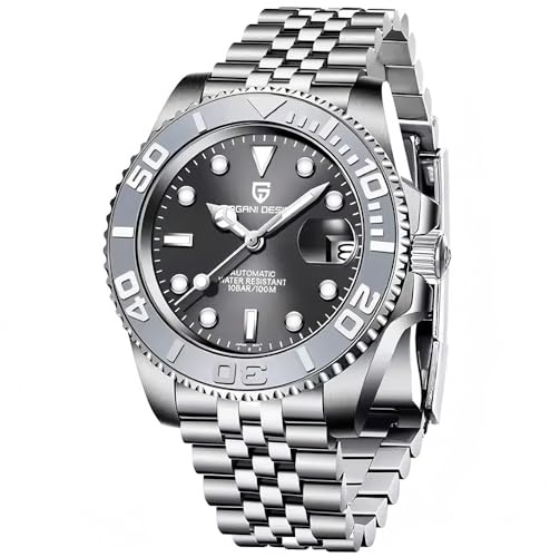 CADISEN Pagani Design Watch for Men Automatic NH35 Mechanical 100M Waterproof Stainless Steel Sapphire Glass Yacht Wristwatch Rotating Bezel 100 Meter Waterproof Automatic Watch PD-1651