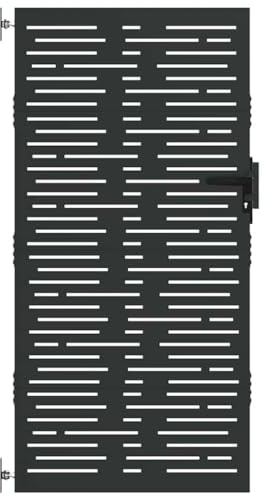 vidaXL Gartentor Schwarz 85 x 175 cm Pulverbeschichteter Stahl, Robustes, modernes Stahltor für den Garten, als Barriere, Eingangsbereich oder Zaunlösung für Zuhause