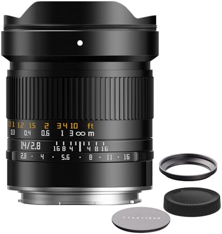 TTArtisan 14mm F2.8 Objetivo ultra gran angular de formato completo con enfoque manual, ASPH., campo de visión de 114°, portafiltros externo de 77mm, para cámaras L-Mount SL SL2 CL TL TL2, serie S1 S5