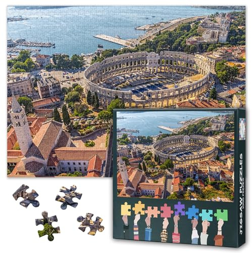 Jigsaw Puzzles for Adults 1000 Roman Time Arena - Hard Difficult Challenging Family Puzzle Croatia Cityscape, Educational Puzzle Games Home Decoration 27.5x19.7 Inch