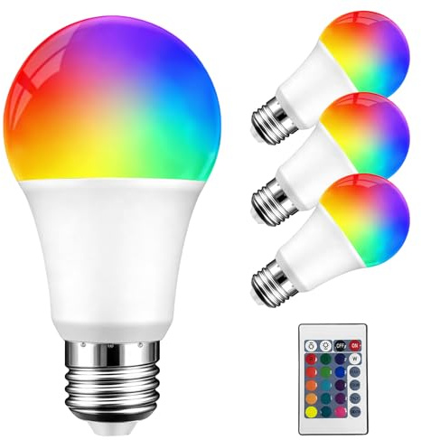 GBKDQQ 4 lampadine LED RGB da 5 W (ricambio 40 W), dimmerabili con telecomando, attacco a vite E27, lampadine a LED con 16 colori, per illuminazione quotidiana e illuminazione d'atmosfera