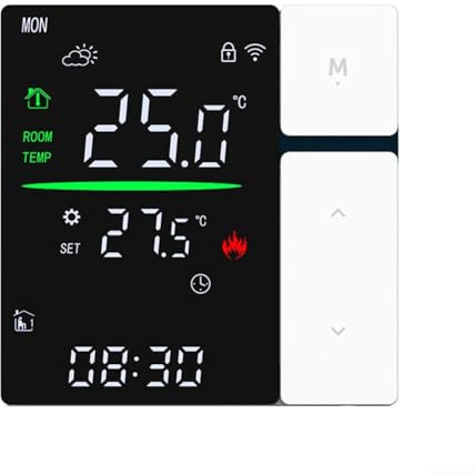 Wireless Thermostat, Smart Programmable Central Heating Controller Compatible with Electric Floor Heating and Gas Boiler Systems, Supports Voice Platforms and Assistant(White 16A-WIFI)