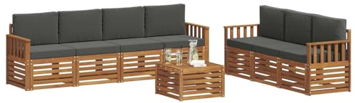vidaXL Sofagarnituren 8 pcs Natur und Anthrazit Massivholz Akazie, Moderne Garten-Sofa-Ecke, Bequeme Sitzgruppe für Terrasse, langlebig und stylisch