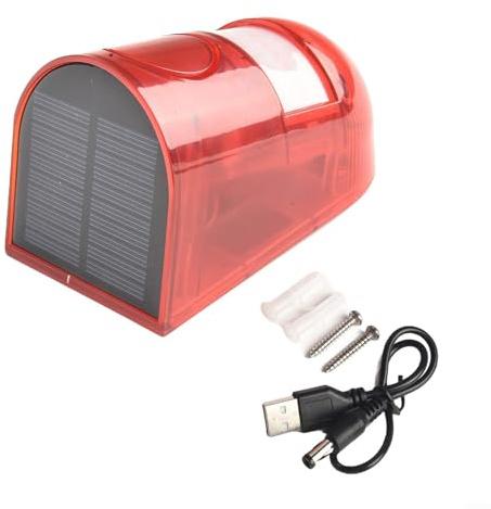 BlesConi Solar-Alarmleuchte für den Außenbereich, IP65 Bewegungsmelder mit 110 dB Sirene und Stroboskop für Garten Hof