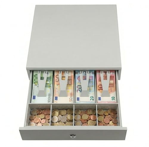 Tiroir Caisse Enregistreuse 33x36 4 Compartiments Billets 4 Pièces - Blanc
