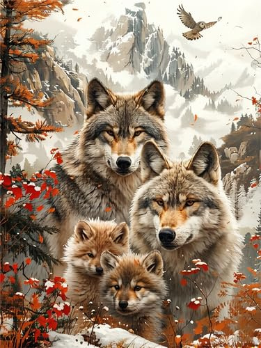 ZHOSOHO Wolf Diamond Painting Erwachsene Adult,DIY Tiere Diamant Painting Bilder,Daiments Painting Erwachsene Für Home Wand Decor,Frauen Geschenk(Wolf)