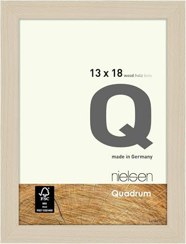 nielsen Bilderrahmen, 13 x 18 cm, Holz, Ahorn, Fotorahmen zum Auftstellen und Aufhängen im Hoch- & Querformat, Echtglas, Quadrum