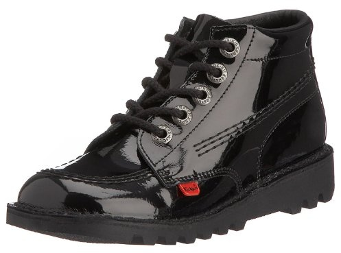 Kickers Youth Unisex Kick Hi Classic Ankle Boots | Extra Comfortable | Added Durability | Premium Quality, Patent Black, 4 UK