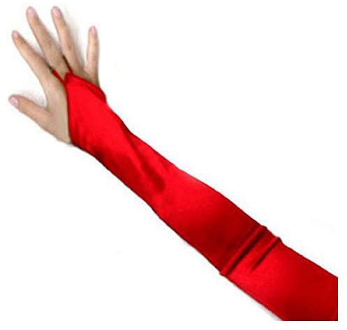 SacasUSA (TM) Fingerlose lange über den Ellenbogen Brauthandschuhe aus Satin, in 20 Farben erhältlich - Rot - Einheitsgröße