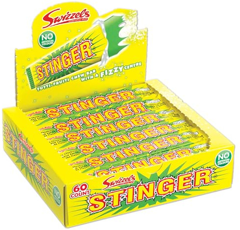 Swizzels Stinger Tutti Frutti Chew Bar Sweets with a Fizzy Centre Vegan Chew Bars Multipack of 60 Bars Original 60 Count Pack of 1