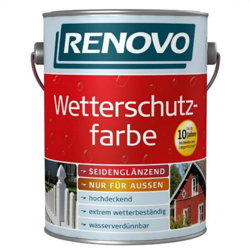 2,5 Liter Wetterschutzfarbe moosgrün RAL6005 RENOVO bis 10 Jahre Langzeitschutz